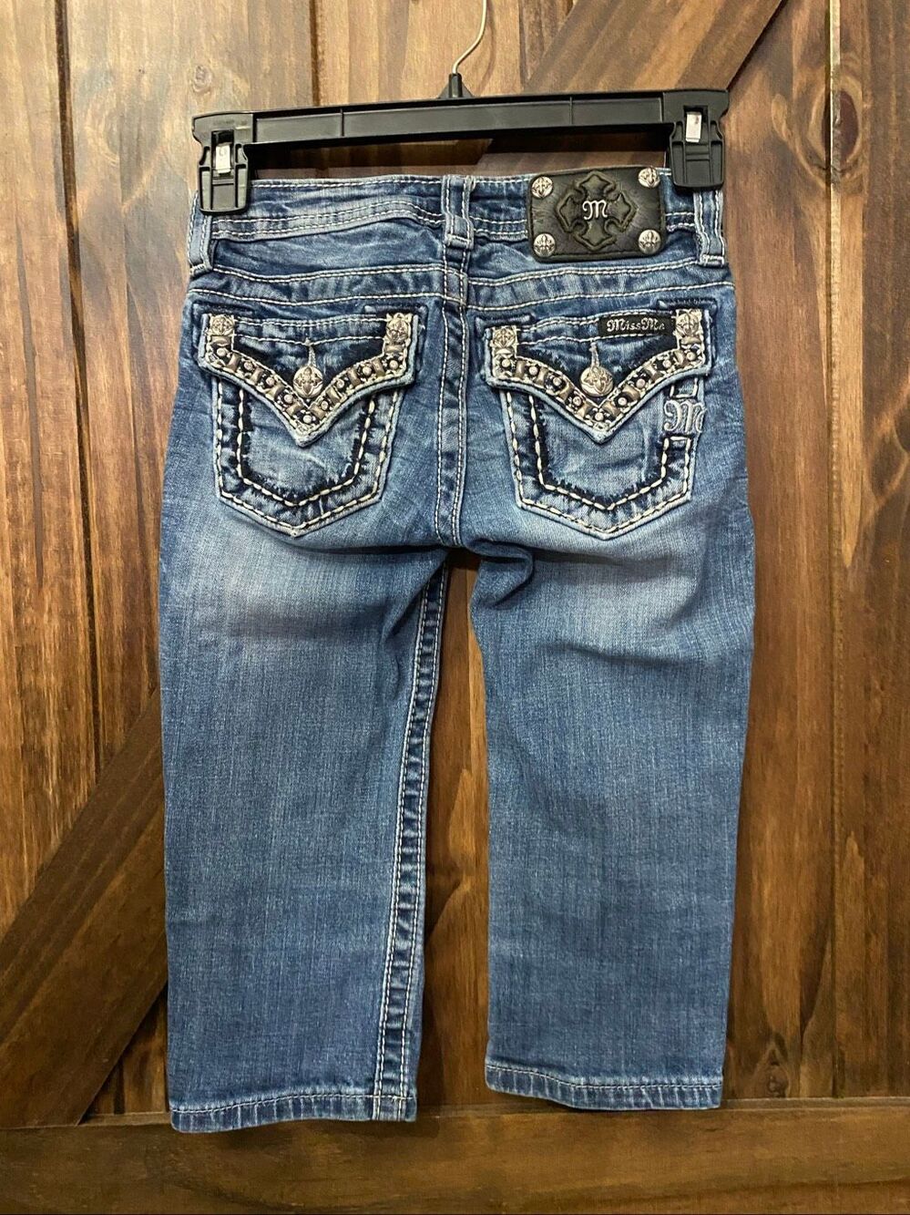 Miss Me Girls Cuffed Capri Jeans Sz 8